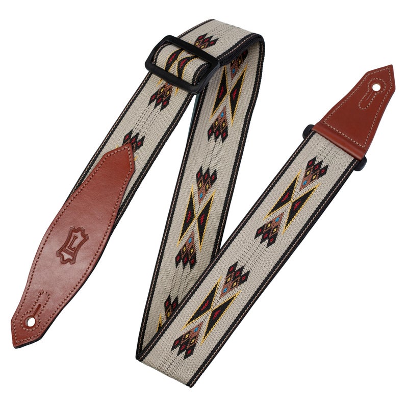 Levy's Leathers Tribal Rhythms Series 2" Polypropylene Jacquard Weave Guitar Strap; Tan Arrow Design (MSSN80-TAN) - Image 1